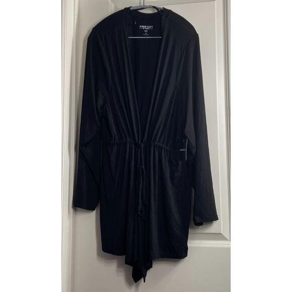 💕Super Soft Cardigan Kimono 3/4 Sleeve Tie Front in Black, Size 4X💕 - Picture 3 of 6